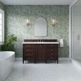 Brittany 60" Single Vanity, Burnished Mahogany w/ 3 CM White Zeus Silestone Top