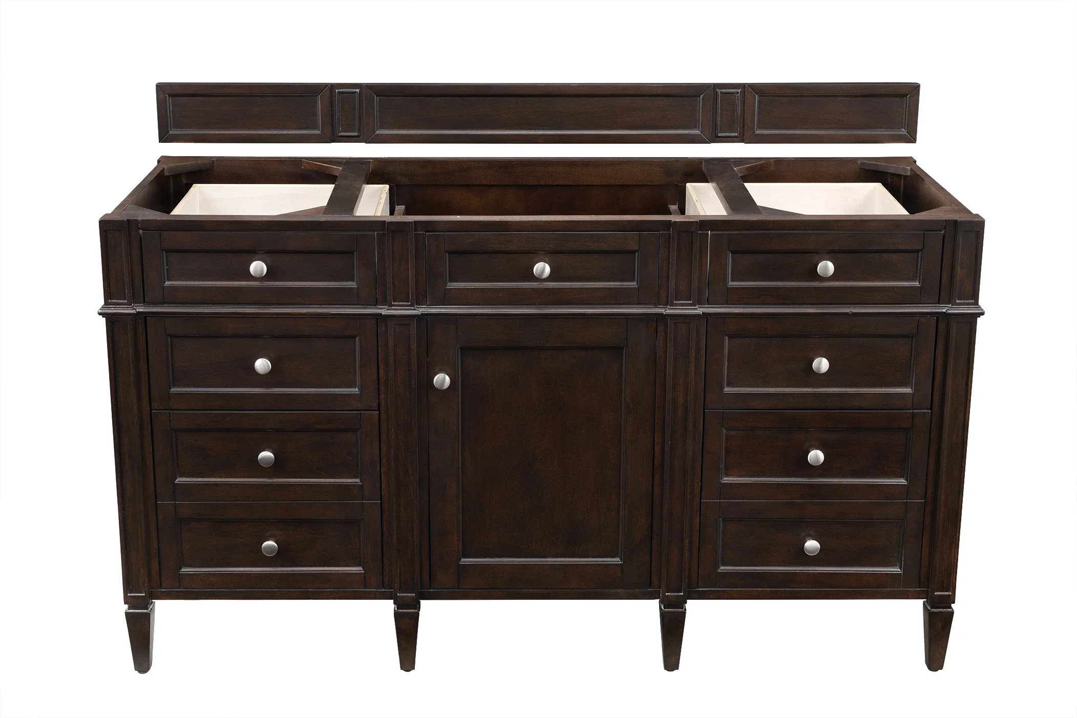 Brittany 60" Single Vanity, Burnished Mahogany w/ 3 CM Parisien Bleu Silestone Top w/FreePower Wireless Charger