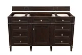 Brittany 60" Single Vanity, Burnished Mahogany w/ 3 CM Parisien Bleu Silestone Top w/FreePower Wireless Charger