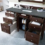 Brittany 60" Single Vanity, Burnished Mahogany w/ 3 CM Parisien Bleu Silestone Top w/FreePower Wireless Charger
