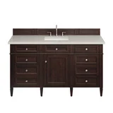 Brittany 60" Single Vanity, Burnished Mahogany, w/ 3 CM Siberian Silestone Top w/FreePower Wireless Charger