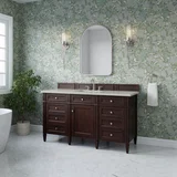 Brittany 60" Single Vanity, Burnished Mahogany, w/ 3 CM Siberian Silestone Top w/FreePower Wireless Charger