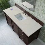 Brittany 60" Single Vanity, Burnished Mahogany, w/ 3 CM Siberian Silestone Top w/FreePower Wireless Charger