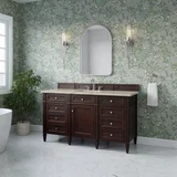 Brittany 60" Single Vanity, Burnished Mahogany, w/ 3 CM Tajnar Eclos Top w/FreePower Wireless Charger
