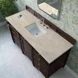 Brittany 60" Single Vanity, Burnished Mahogany, w/ 3 CM Tajnar Eclos Top w/FreePower Wireless Charger
