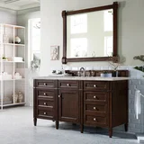 Brittany 60" Single Vanity, Burnished Mahogany w/ 3 CM Victorian Silver Silestone Top w/FreePower Wireless Charger