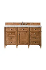 Brittany 60" Single Vanity, Saddle Brown w/ 3 CM Carrara Marble Top