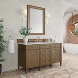 Brittany 60" Single Vanity, Saddle Brown w/ 3 CM Carrara Marble Top