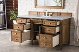 Brittany 60" Single Vanity, Saddle Brown w/ 3 CM Carrara Marble Top
