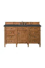 Brittany 60" Single Vanity, Saddle Brown w/ 3 CM Charcoal Soapstone Silestone Top