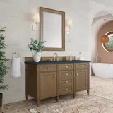 Brittany 60" Single Vanity, Saddle Brown w/ 3 CM Charcoal Soapstone Silestone Top