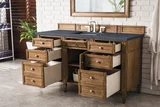 Brittany 60" Single Vanity, Saddle Brown w/ 3 CM Charcoal Soapstone Silestone Top