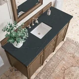 Brittany 60" Single Vanity, Saddle Brown w/ 3 CM Charcoal Soapstone Silestone Top