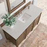 Brittany 60" Single Vanity, Saddle Brown w/ 3 CM Eternal Jasmine Pearl Silestone Top
