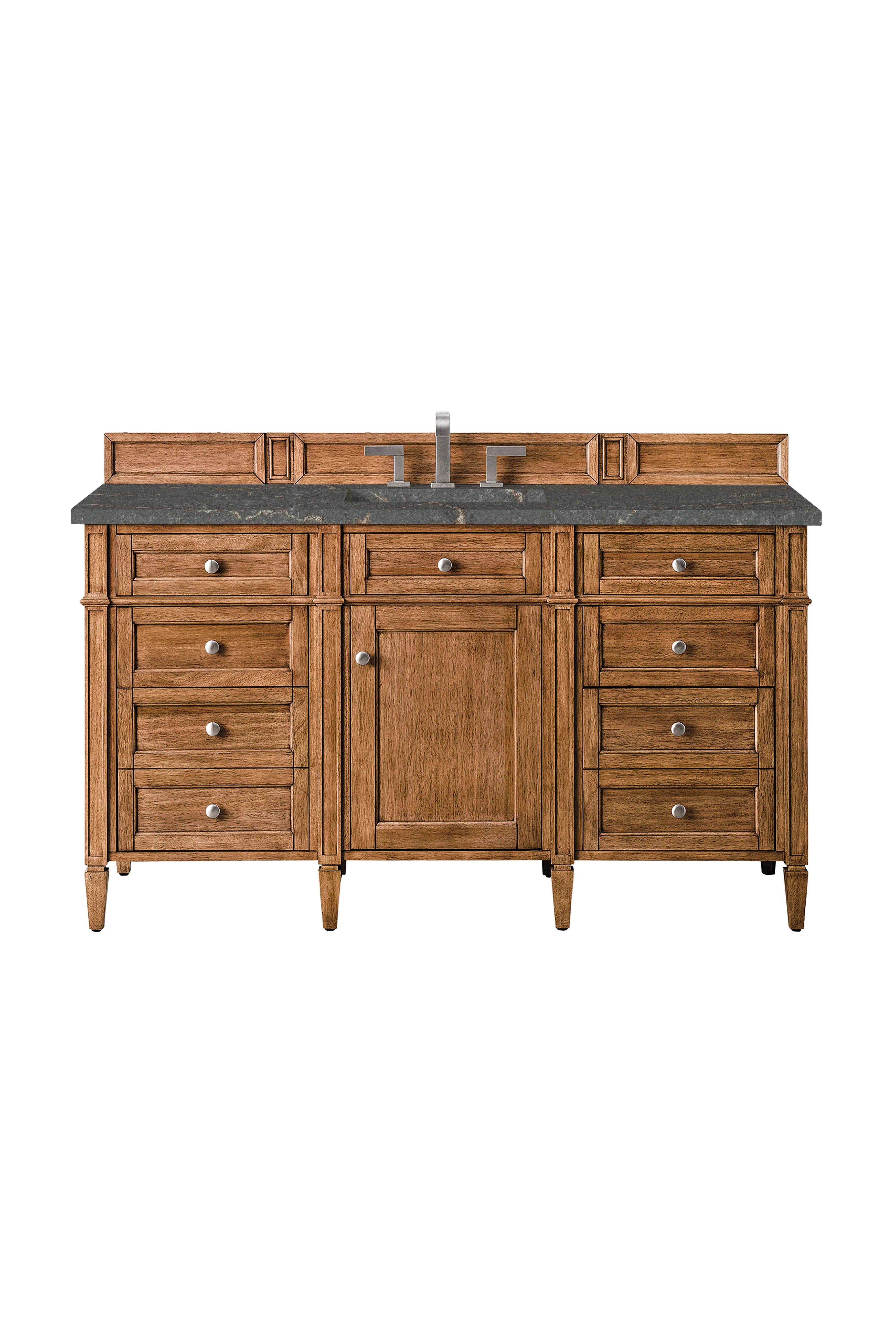 Brittany 60" Single Vanity, Saddle Brown w/ 3 CM Parisien Bleu Silestone Top