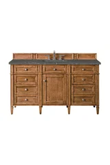 Brittany 60" Single Vanity, Saddle Brown w/ 3 CM Parisien Bleu Silestone Top