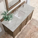 Brittany 60" Single Vanity, Saddle Brown w/ 3 CM Victorian Silver Silestone Top