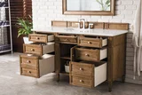 Brittany 60" Single Vanity, Saddle Brown w/ 3 CM White Zeus Silestone Top