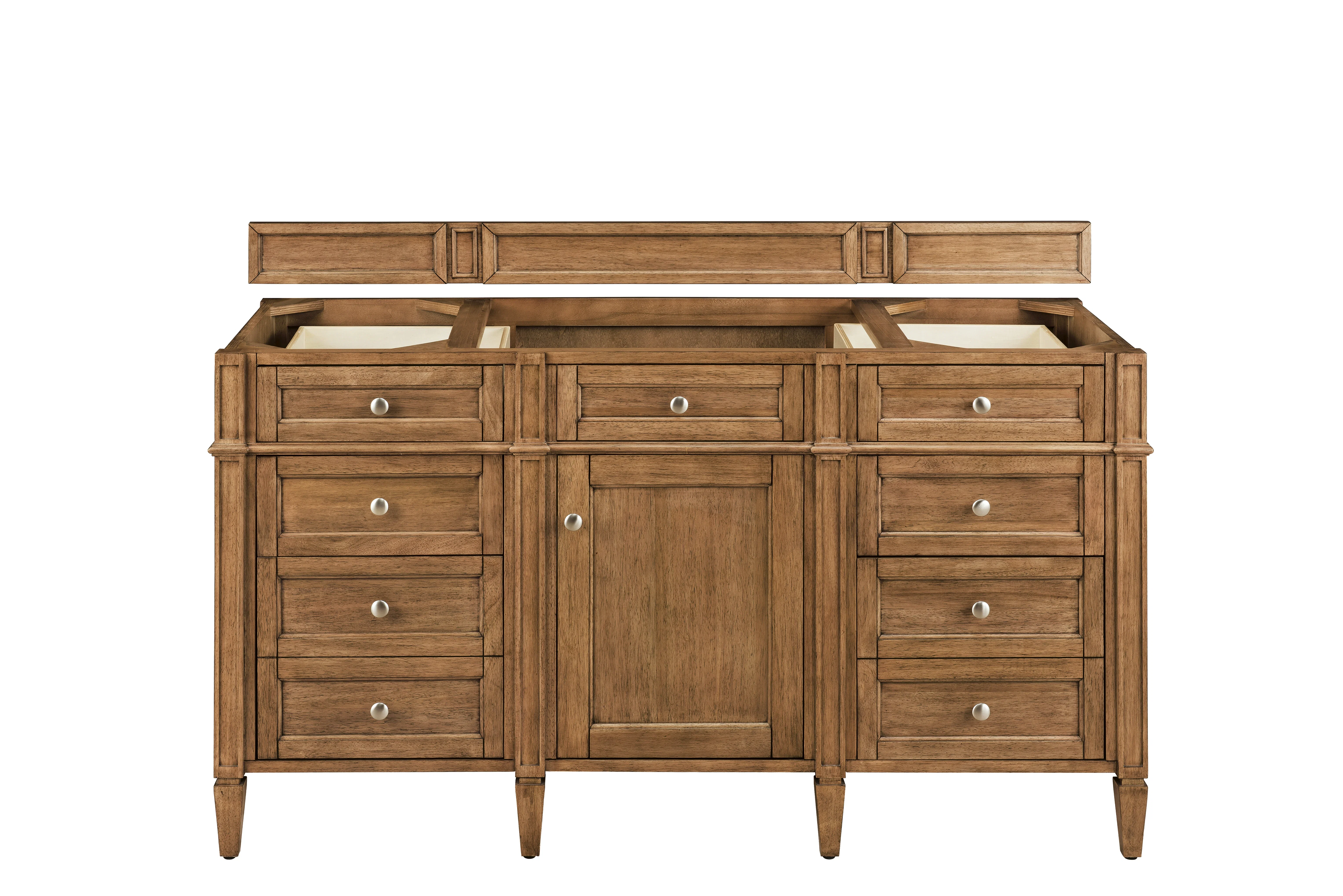 Brittany 60" Single Vanity, Saddle Brown w/ 3 CM Eternal Jasmine Pearl Silestone Top w/FreePower Wireless Charger