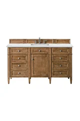 Brittany 60" Single Vanity, Saddle Brown w/ 3 CM Ethereal Noctis Silestone Top w/FreePower Wireless Charger