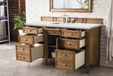 Brittany 60" Single Vanity, Saddle Brown w/ 3 CM Ethereal Noctis Silestone Top w/FreePower Wireless Charger