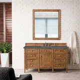 Brittany 60" Single Vanity, Saddle Brown w/ 3 CM Parisien Bleu Silestone Top w/FreePower Wireless Charger