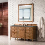 Brittany 60" Single Vanity, Saddle Brown w/ 3 CM Parisien Bleu Silestone Top w/FreePower Wireless Charger