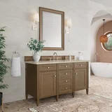 Brittany 60" Single Vanity, Saddle Brown, w/ 3 CM Tajnar Eclos Top w/FreePower Wireless Charger