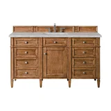 Brittany 60" Single Vanity, Saddle Brown w/ 3 CM Victorian Silver Silestone Top w/FreePower Wireless Charger