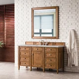 Brittany 60" Single Vanity, Saddle Brown w/ 3 CM Victorian Silver Silestone Top w/FreePower Wireless Charger