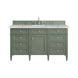 Brittany 60" Single Vanity, Smokey Celadon w/ 3 CM Carrara Marble Top