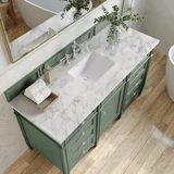 Brittany 60" Single Vanity, Smokey Celadon w/ 3 CM Carrara Marble Top