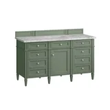 Brittany 60" Single Vanity, Smokey Celadon w/ 3 CM Carrara Marble Top