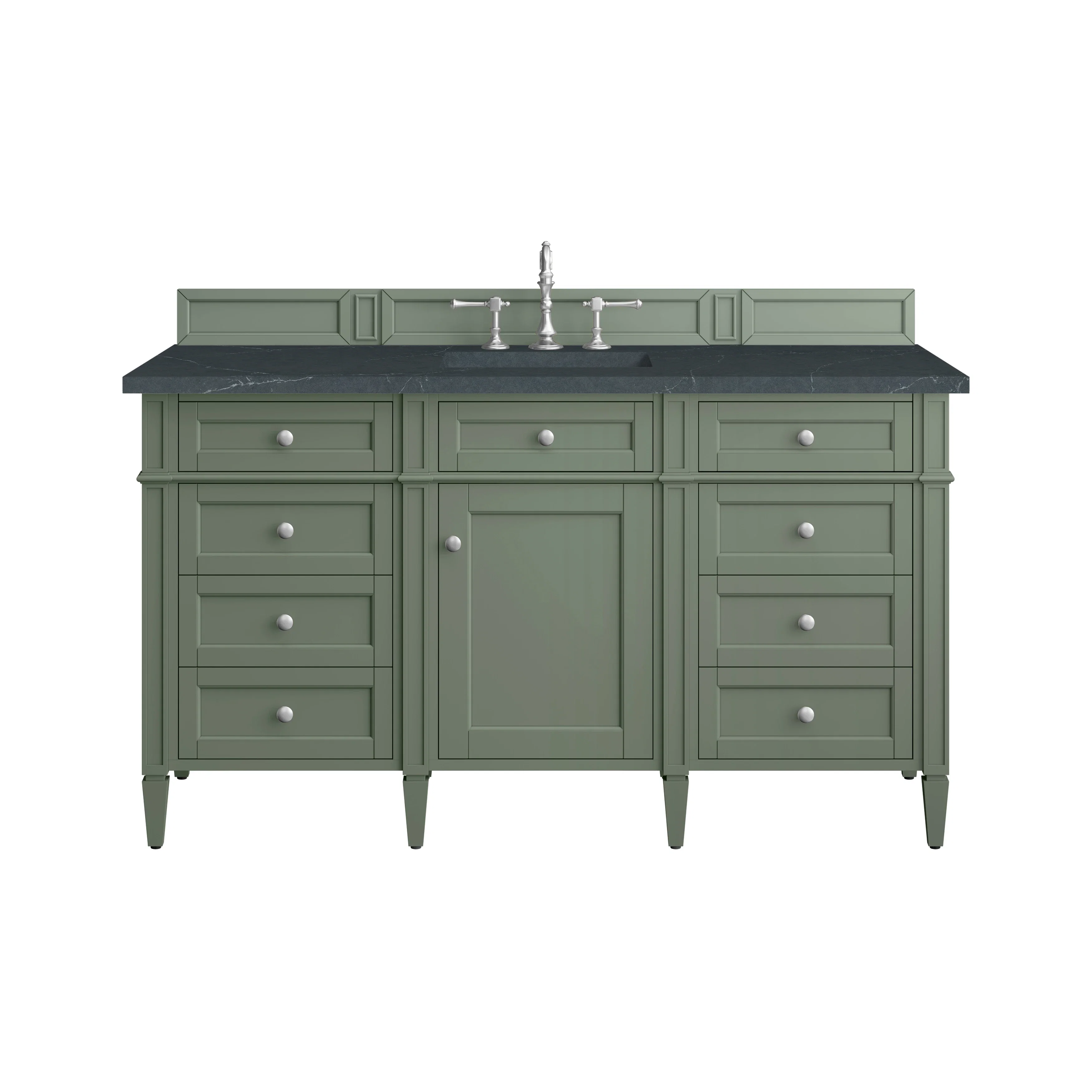 Brittany 60" Single Vanity, Smokey Celadon w/ 3 CM Charcoal Soapstone Top