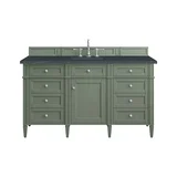 Brittany 60" Single Vanity, Smokey Celadon w/ 3 CM Charcoal Soapstone Top