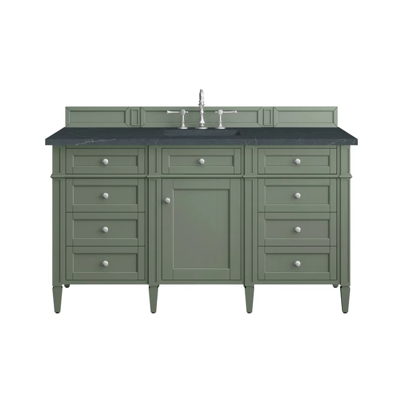 Brittany 60" Single Vanity, Smokey Celadon w/ 3 CM Charcoal Soapstone Top