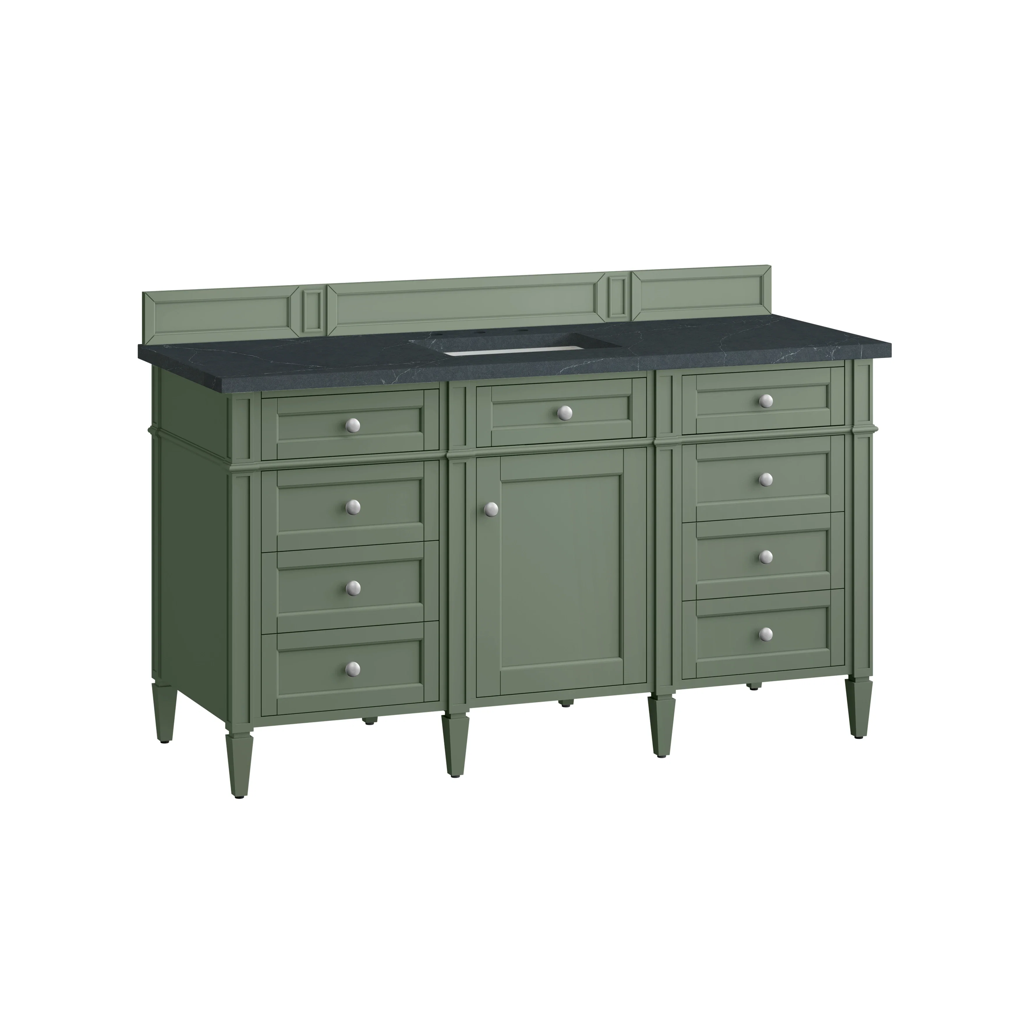 Brittany 60" Single Vanity, Smokey Celadon w/ 3 CM Charcoal Soapstone Top