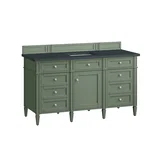Brittany 60" Single Vanity, Smokey Celadon w/ 3 CM Charcoal Soapstone Top