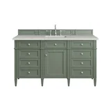 Brittany 60" Single Vanity, Smokey Celadon w/ 3 CM Eternal Jasmine Pearl Top