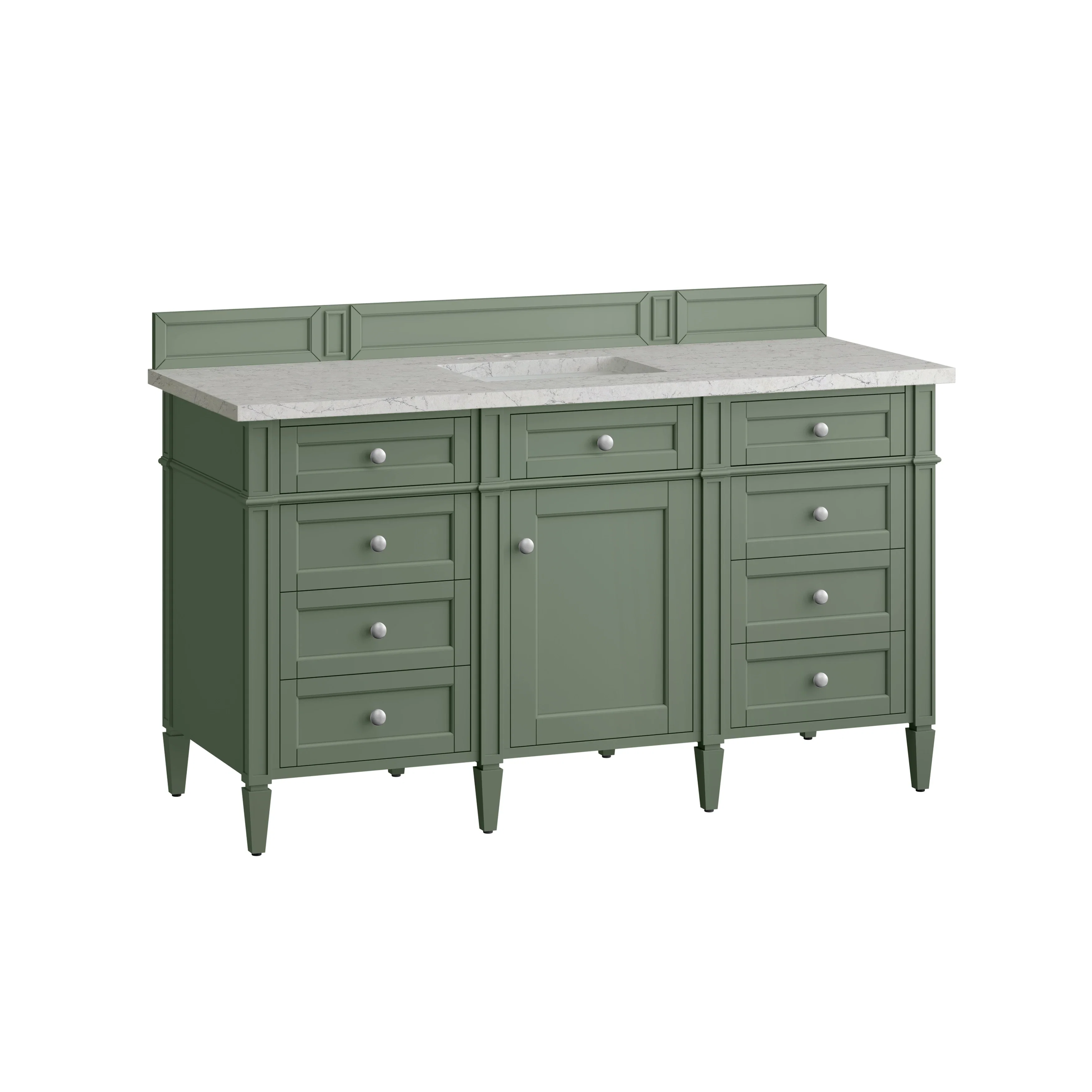 Brittany 60" Single Vanity, Smokey Celadon w/ 3 CM Eternal Jasmine Pearl Top