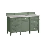 Brittany 60" Single Vanity, Smokey Celadon w/ 3 CM Eternal Jasmine Pearl Top