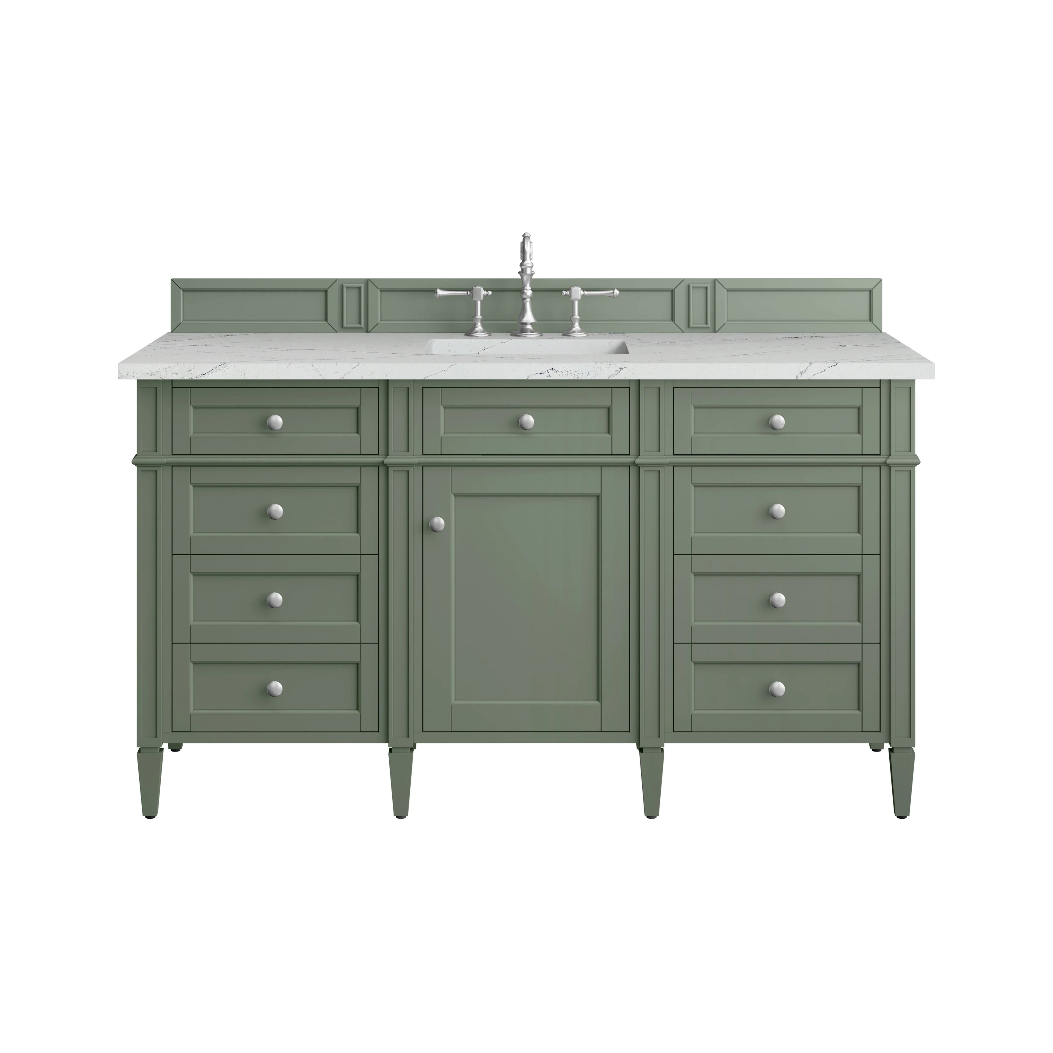 Brittany 60" Single Vanity, Smokey Celadon w/ 3 CM Ethereal Noctis Top