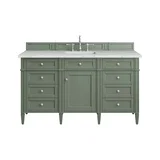 Brittany 60" Single Vanity, Smokey Celadon w/ 3 CM Ethereal Noctis Top