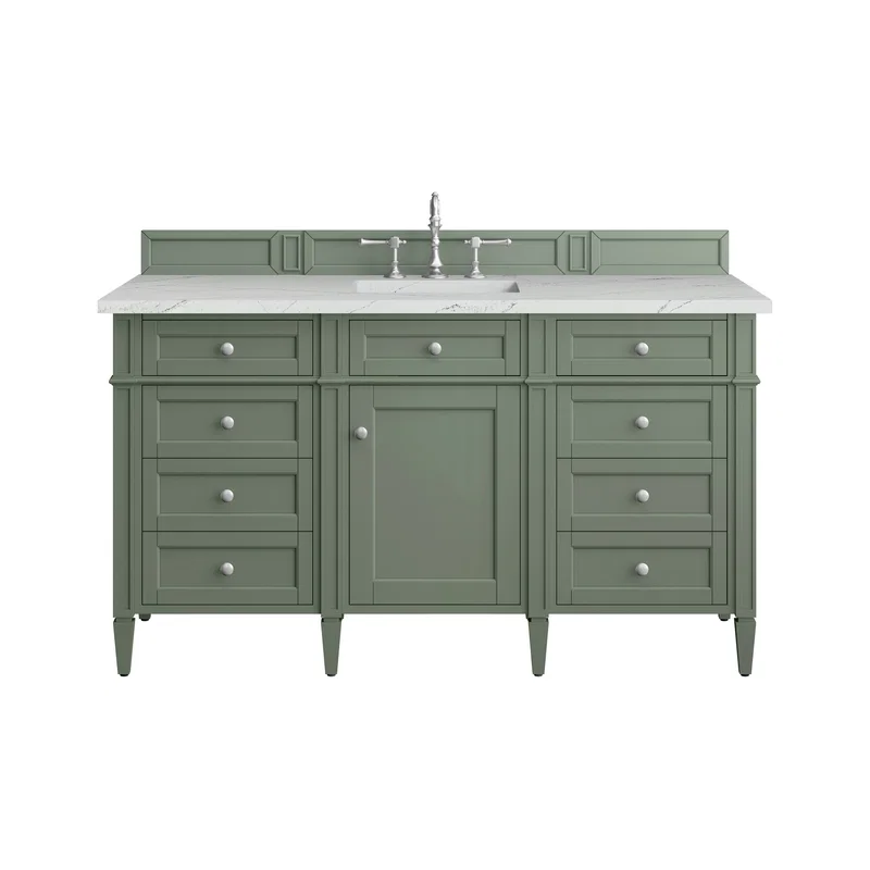 Brittany 60" Single Vanity, Smokey Celadon w/ 3 CM Ethereal Noctis Top
