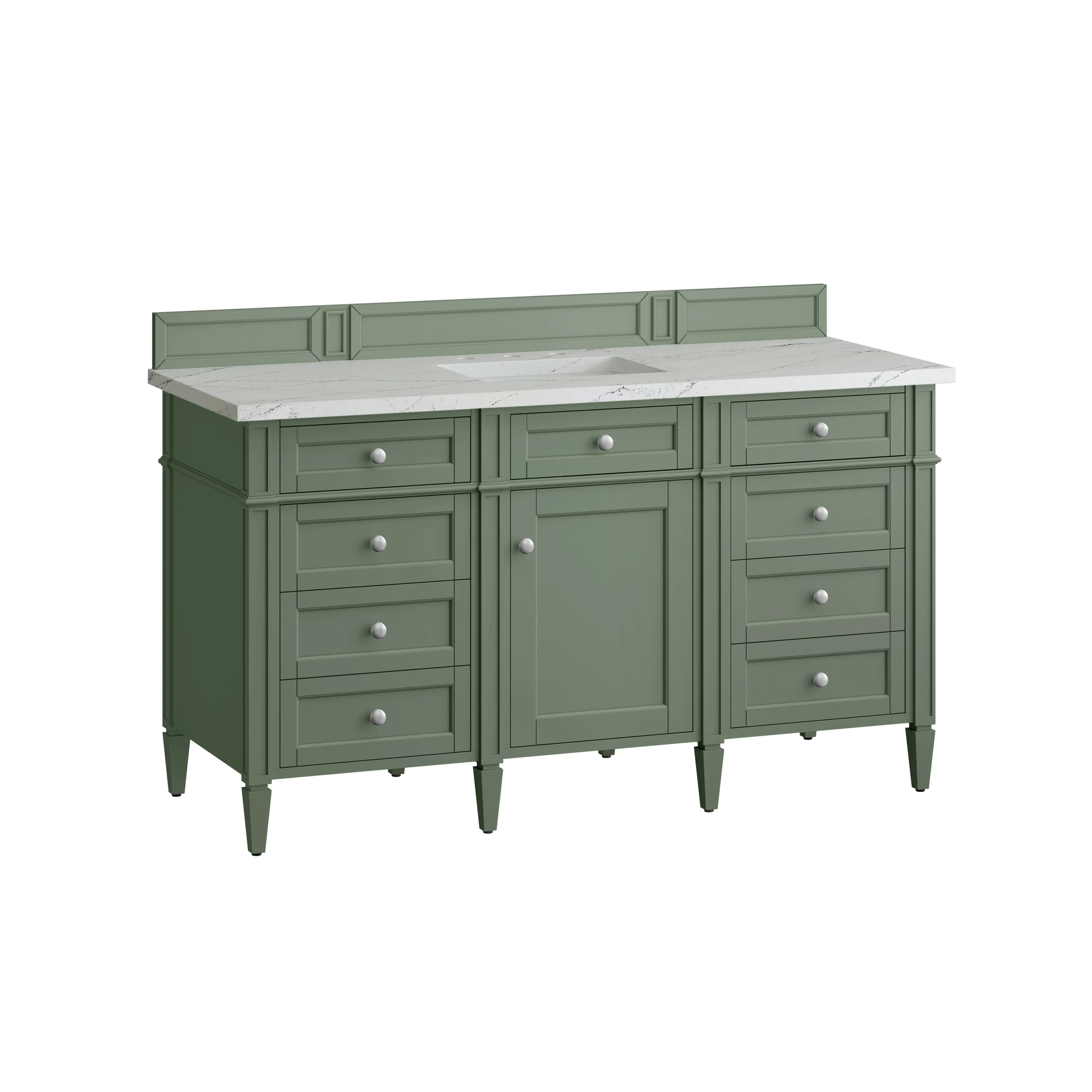 Brittany 60" Single Vanity, Smokey Celadon w/ 3 CM Ethereal Noctis Top
