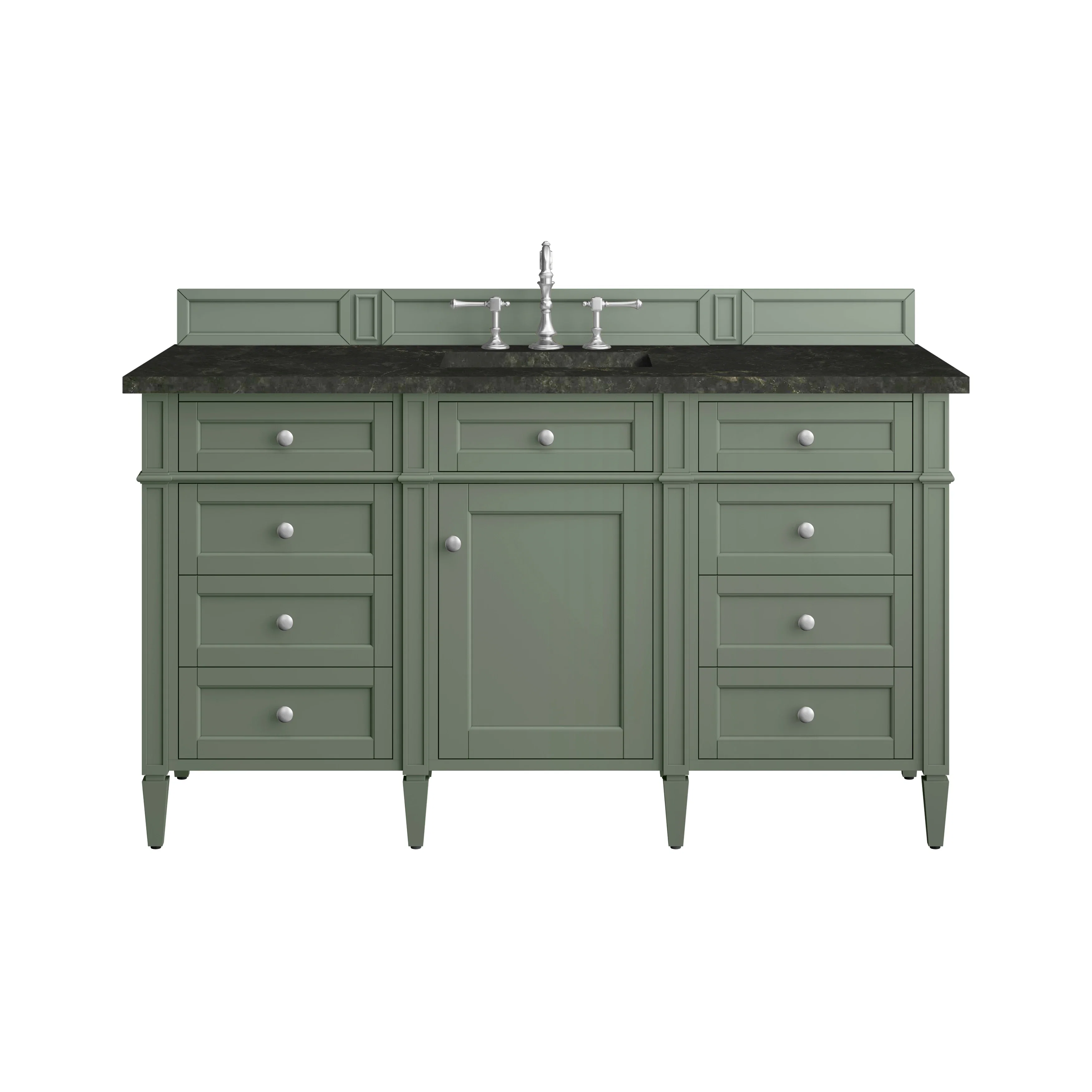 Brittany 60" Single Vanity, Smokey Celadon, w/ 3 CM Phantome Eclos Top