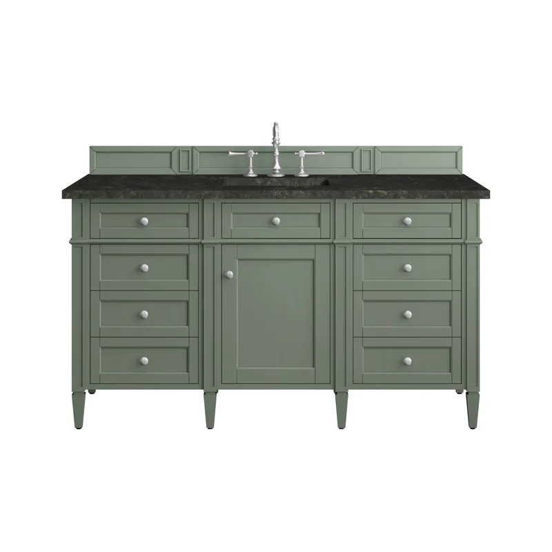 Brittany 60" Single Vanity, Smokey Celadon, w/ 3 CM Phantome Eclos Top