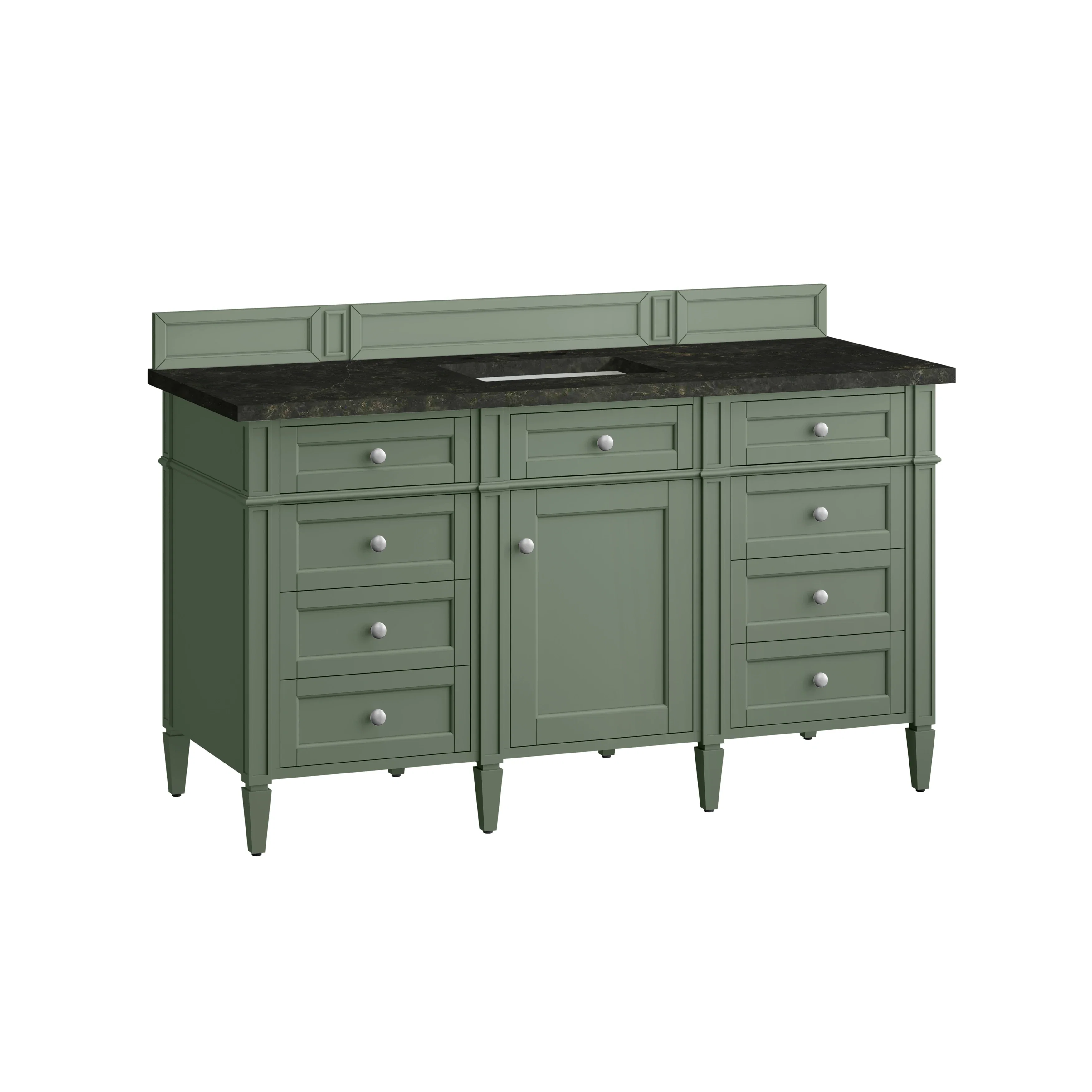 Brittany 60" Single Vanity, Smokey Celadon, w/ 3 CM Phantome Eclos Top