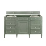 Brittany 60" Single Vanity, Smokey Celadon, w/ 3 CM Siberian Silestone Top