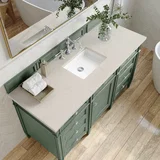 Brittany 60" Single Vanity, Smokey Celadon, w/ 3 CM Siberian Silestone Top
